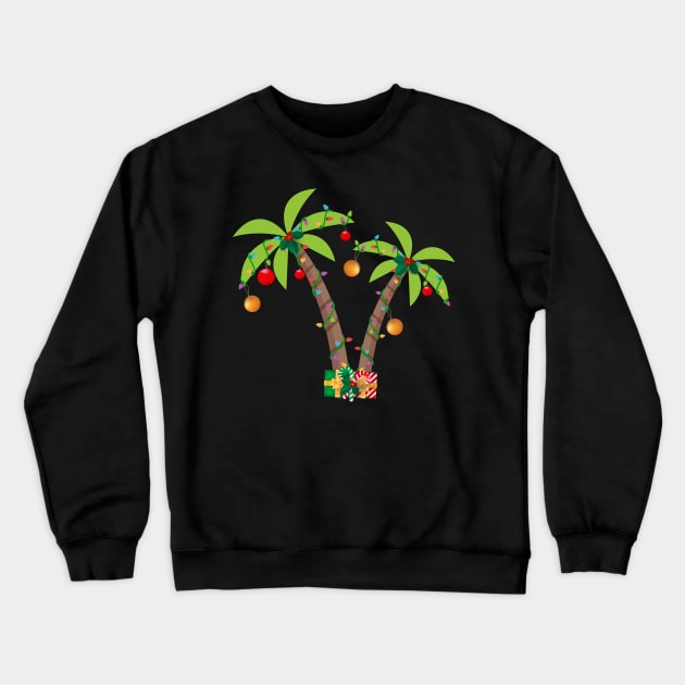 Decorated Christmas Palm Tree Tropical Crewneck Sweatshirt by Skylane